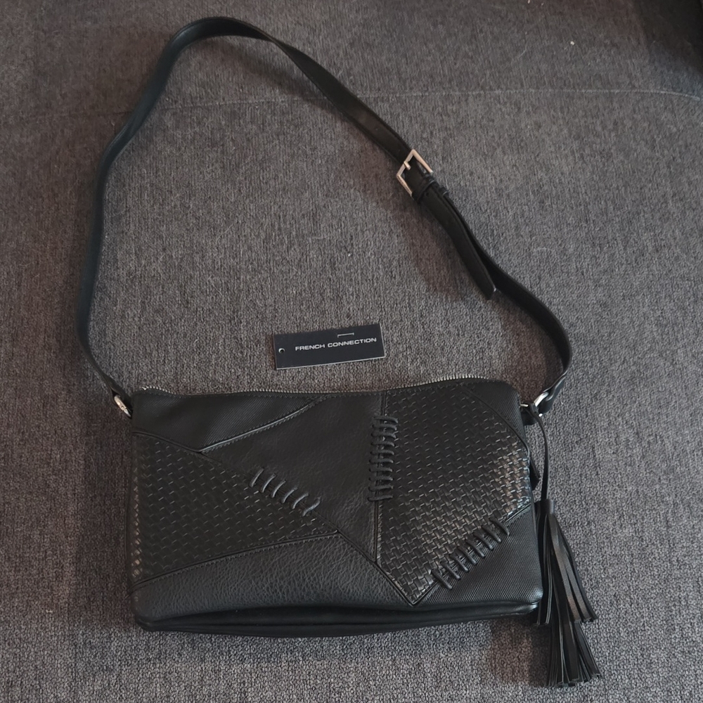 French Connection Textured Black Crossbody Bag